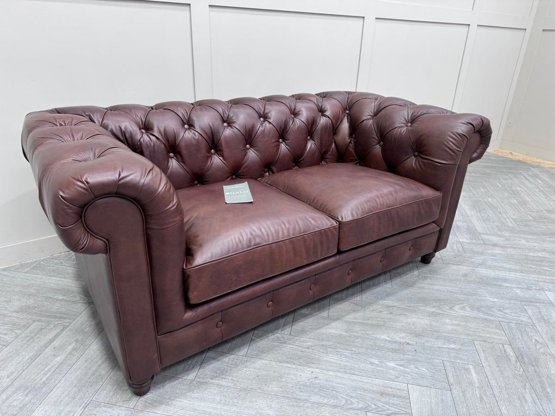 Halo Earle Chesterfield Medium 2 Seater Leather Sofa, Antique Whisky