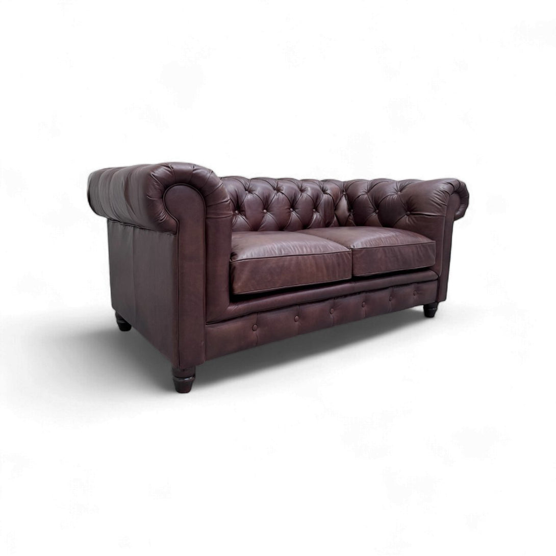 Halo Earle Chesterfield Medium 2 Seater Leather Sofa, Antique Whisky