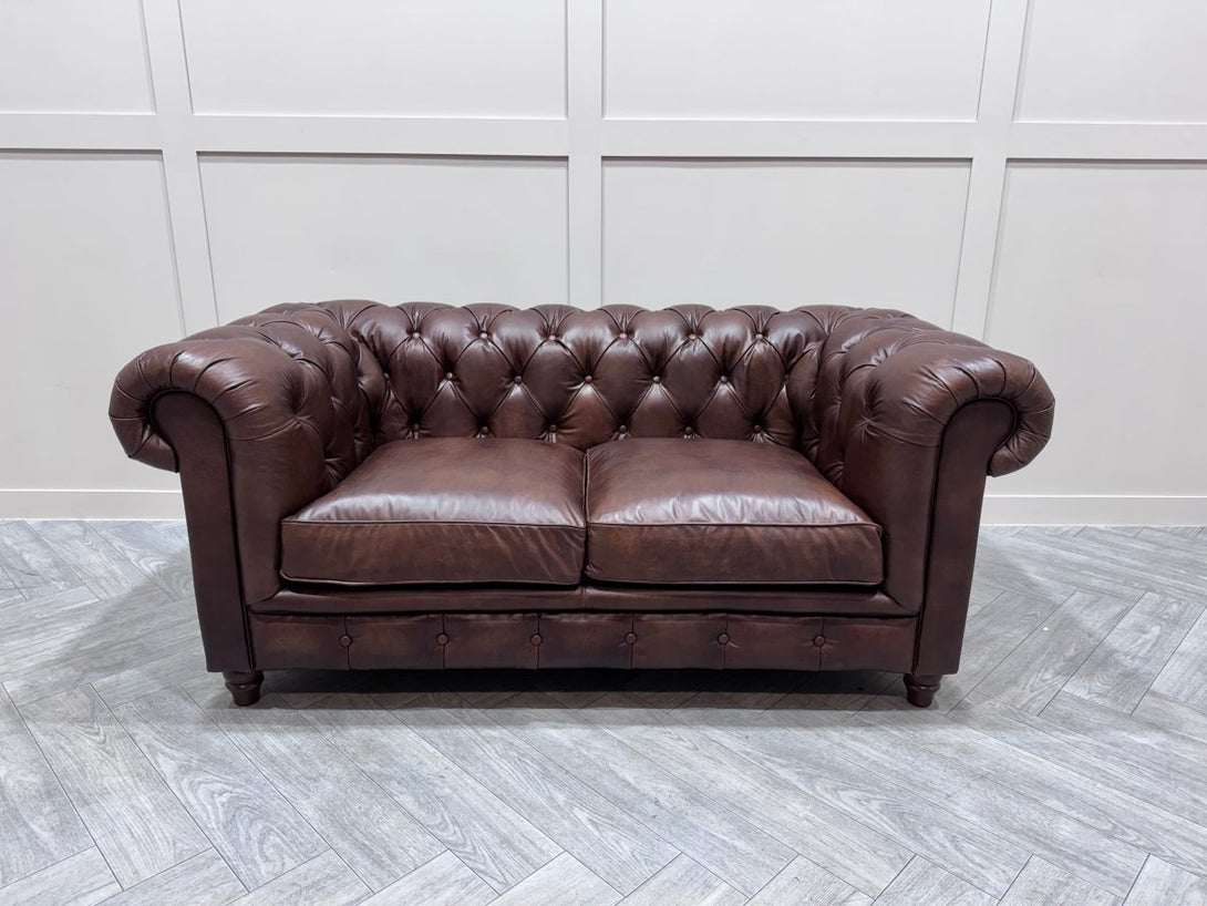 Halo Earle Chesterfield Medium 2 Seater Leather Sofa, Antique Whisky