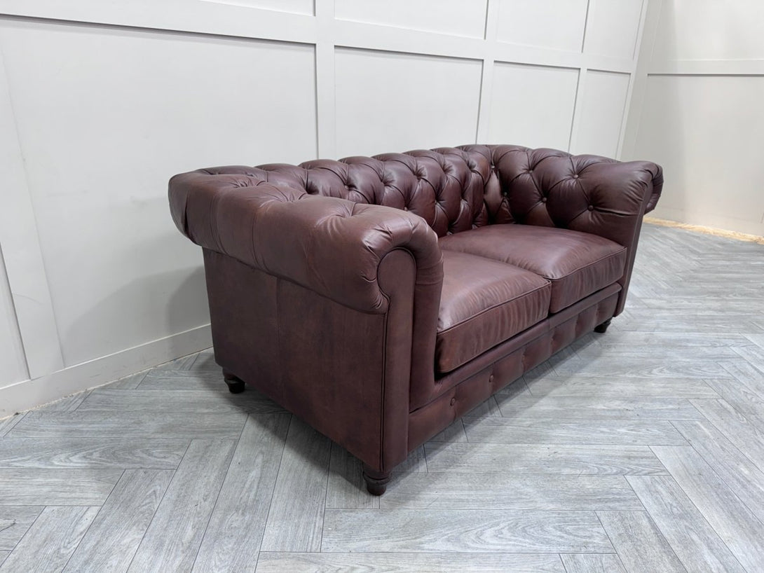 Halo Earle Chesterfield Medium 2 Seater Leather Sofa, Antique Whisky