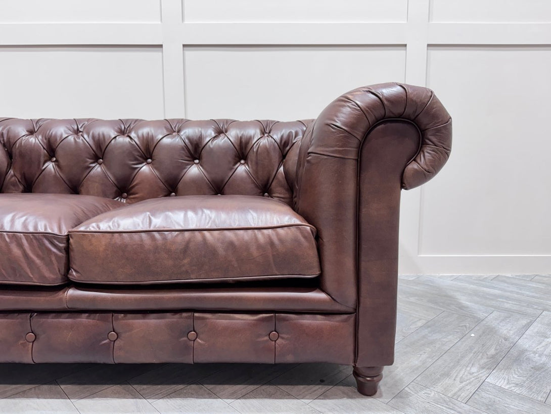 Halo Earle Chesterfield Medium 2 Seater Leather Sofa, Antique Whisky