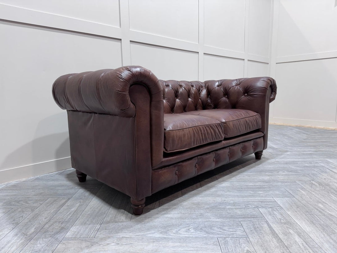 Halo Earle Chesterfield Medium 2 Seater Leather Sofa, Antique Whisky