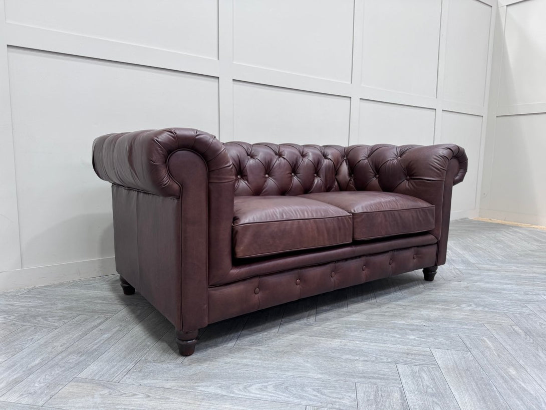 Halo Earle Chesterfield Medium 2 Seater Leather Sofa, Antique Whisky