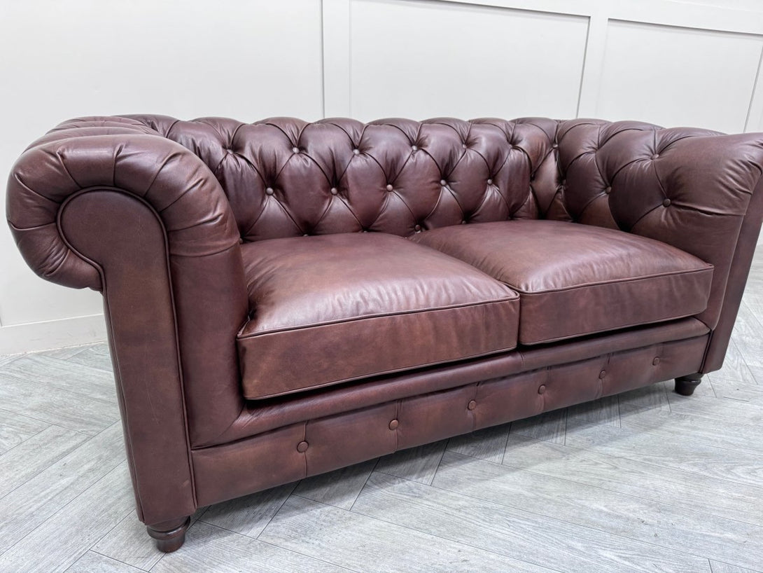 Halo Earle Chesterfield Medium 2 Seater Leather Sofa, Antique Whisky