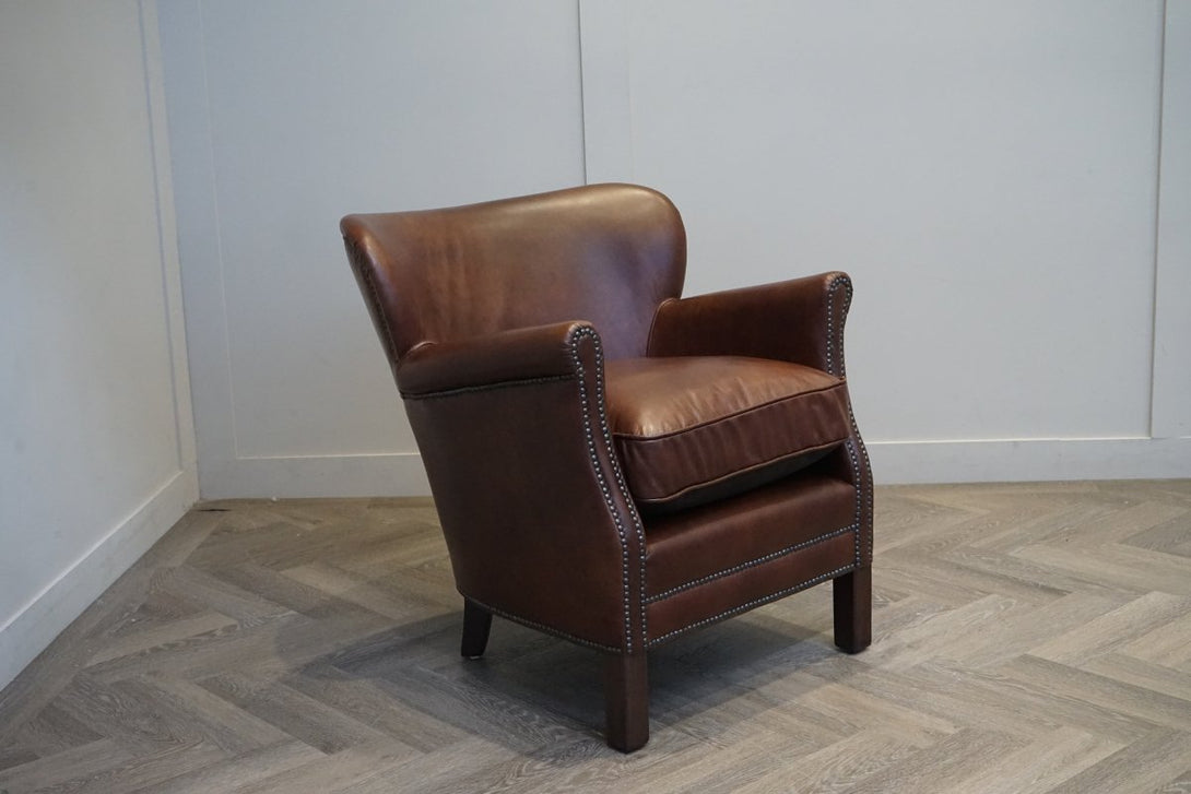 Halo Little Professor Leather Armchair, Antique Whisky