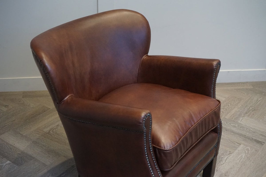 Halo Little Professor Leather Armchair, Antique Whisky