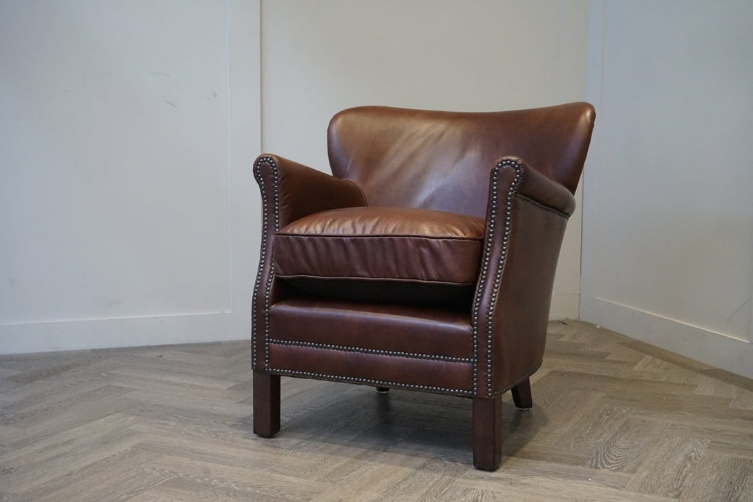 Halo Little Professor Leather Armchair, Antique Whisky