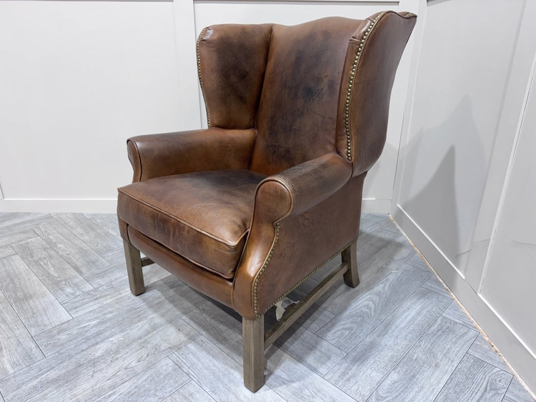 Halo Wing Leather Armchair, London Leather Cognac