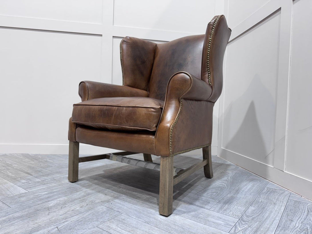 Halo Wing Leather Armchair, London Leather Cognac