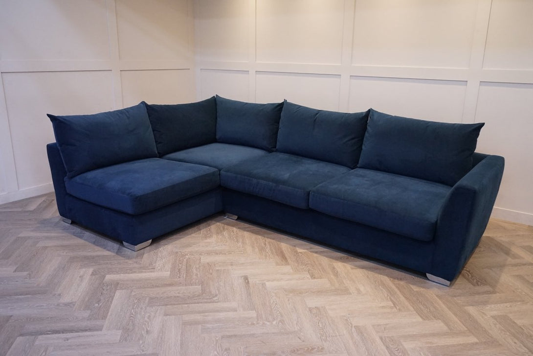 Hambledon Left Corner Open End Sofa, Easy Clean Velvet Navy