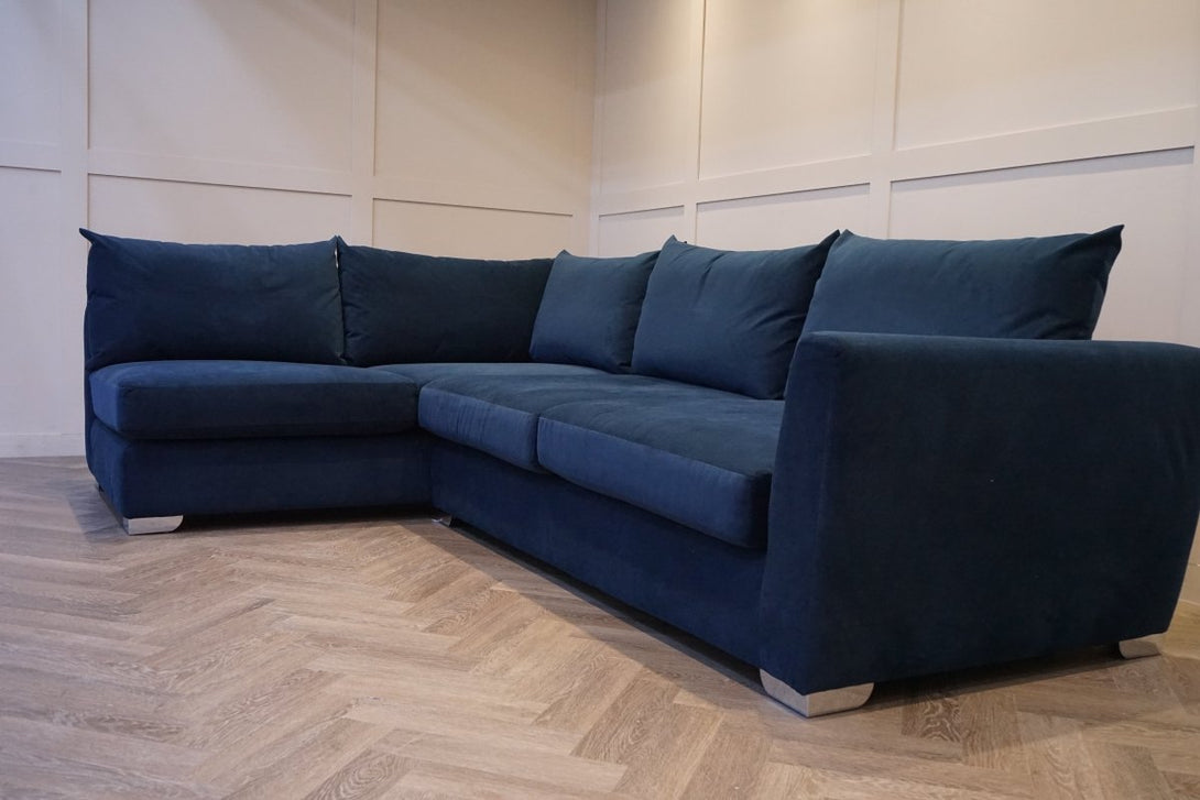 Hambledon Left Corner Open End Sofa, Easy Clean Velvet Navy