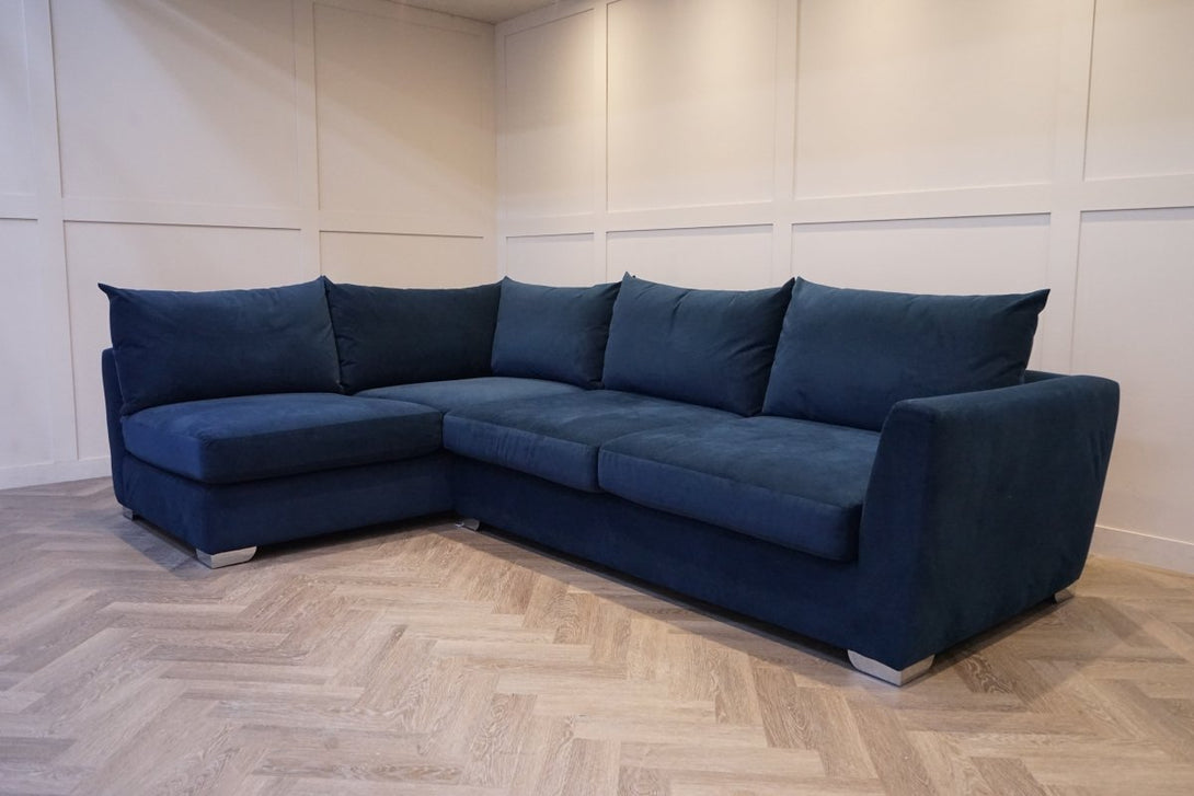 Hambledon Left Corner Open End Sofa, Easy Clean Velvet Navy