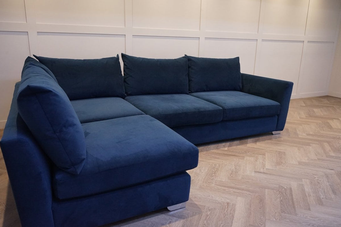 Hambledon Left Corner Open End Sofa, Easy Clean Velvet Navy
