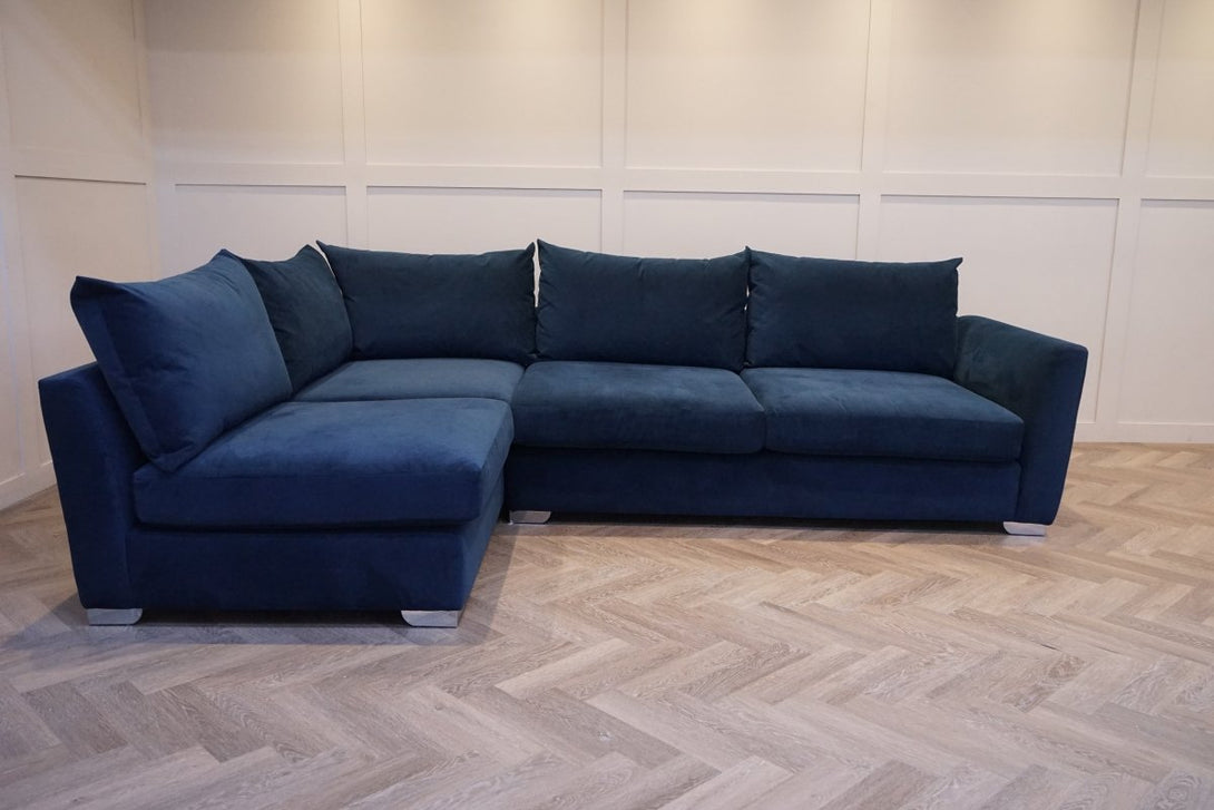 Hambledon Left Corner Open End Sofa, Easy Clean Velvet Navy