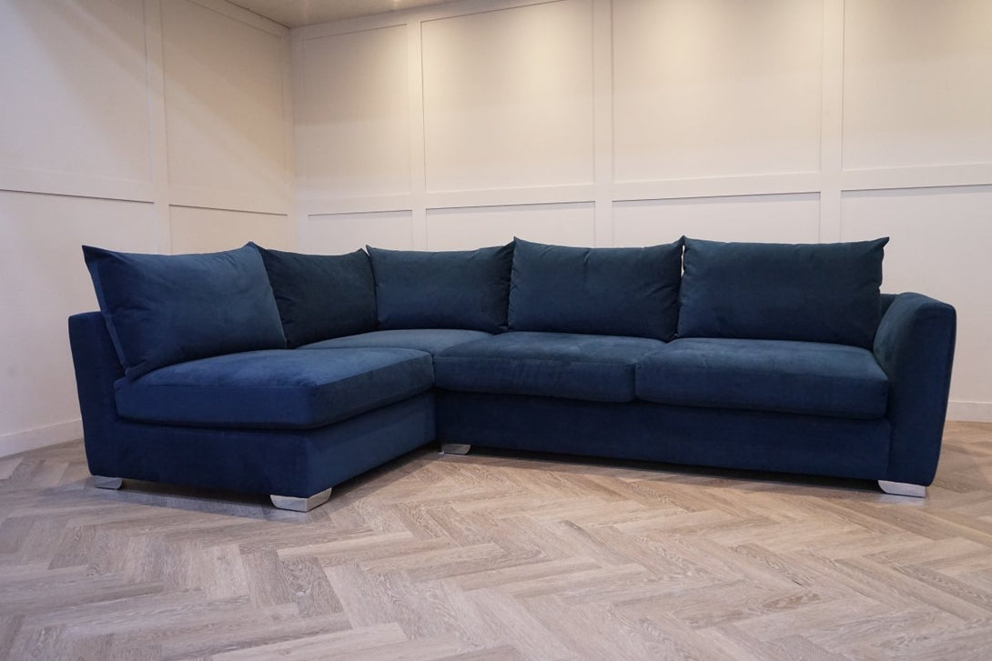 Hambledon Left Corner Open End Sofa, Easy Clean Velvet Navy