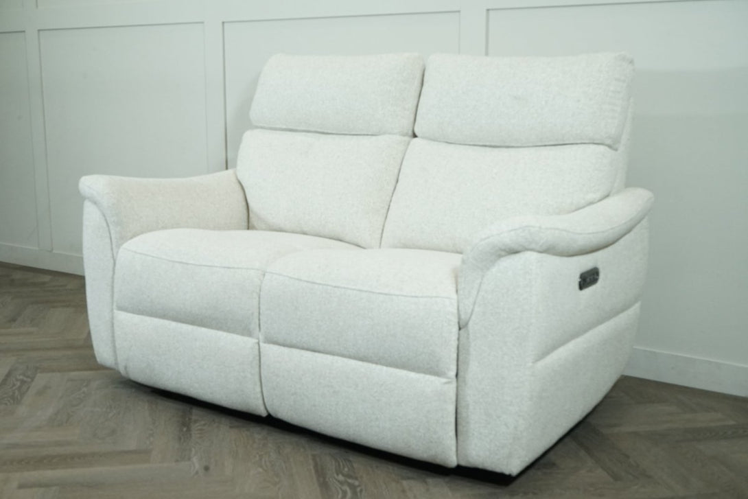 Hamley 2 Seater Reclining Sofa, Power Reclining, Ivory Basketweave