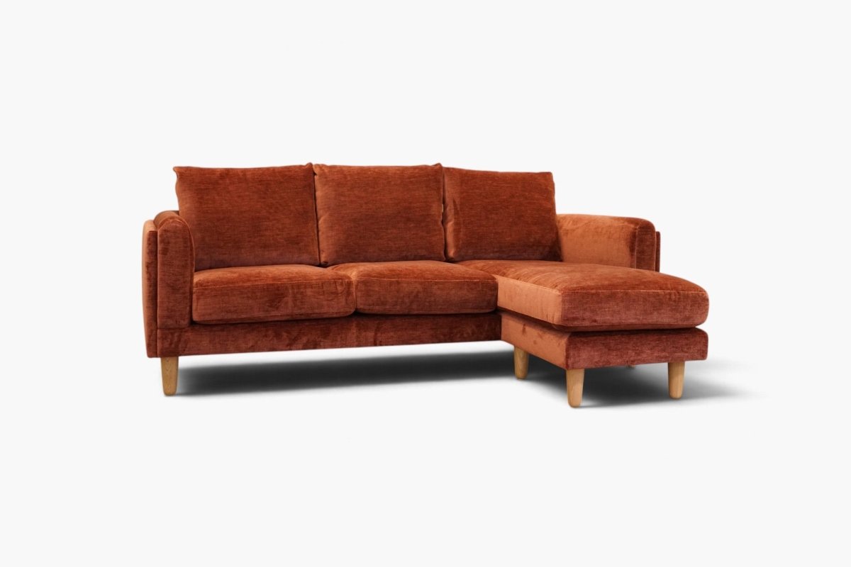 Harbour 5 Seater RHF Chaise End Sofa, Plush Chenille Auburn