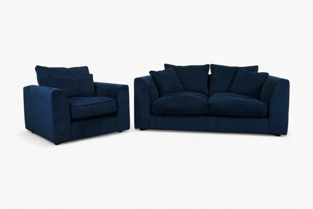 Harrington 2 Seater Sofa & Armchair, Plush Indigo Blue