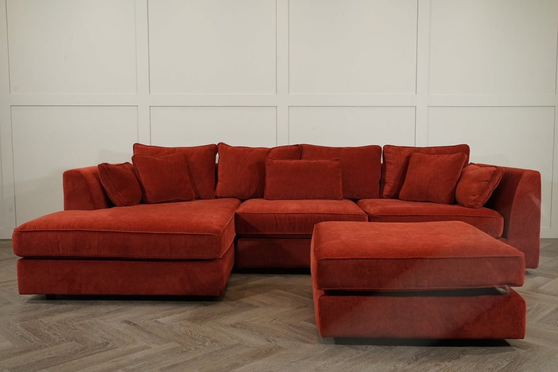 Harrington LHF Large Chaise Sofa & Footstool, Dusky Harissa