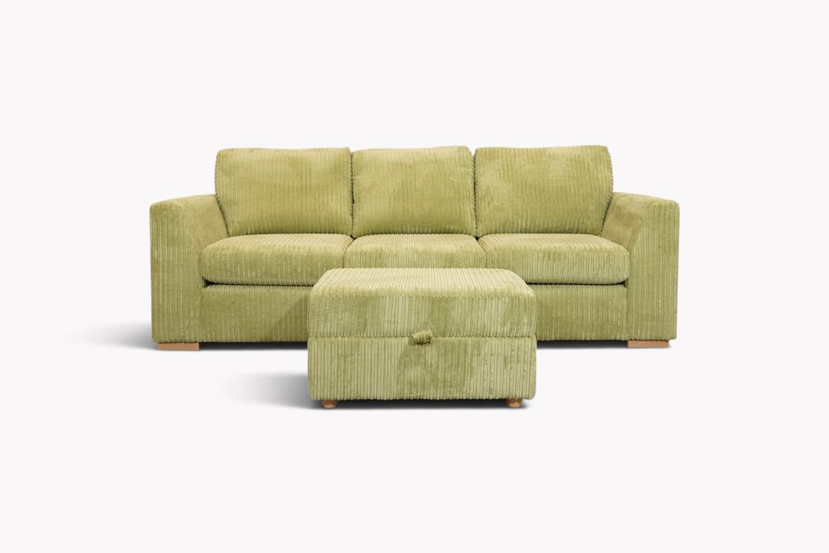 Hebden Large 4 Seater & Footstool, Jumbo Cord Lime