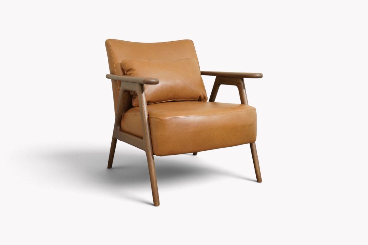 Hendricks Leather Accent Chair, Premium Caramel