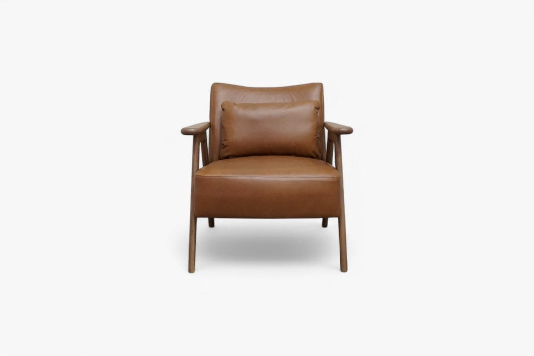 Hendricks Leather Armchair, Dark Leg, Premium Caramel