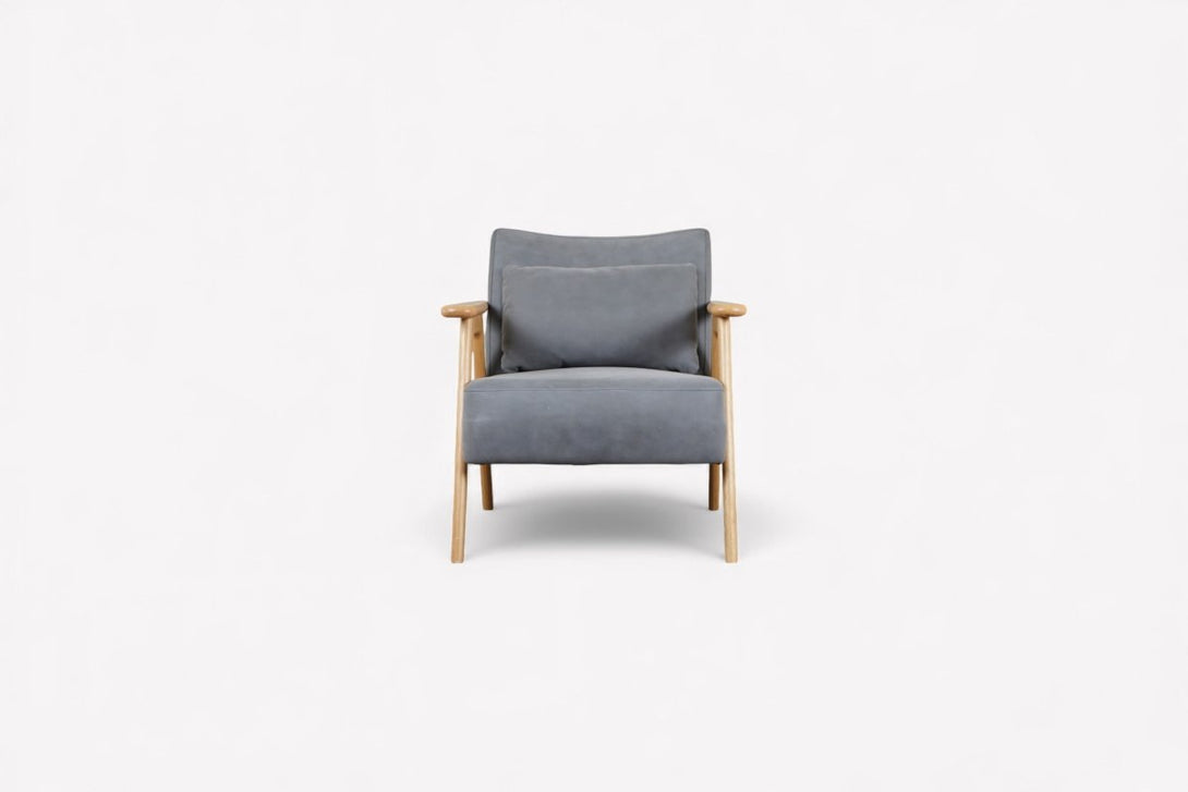 Hendricks Leather Armchair, Soft Touch Grey