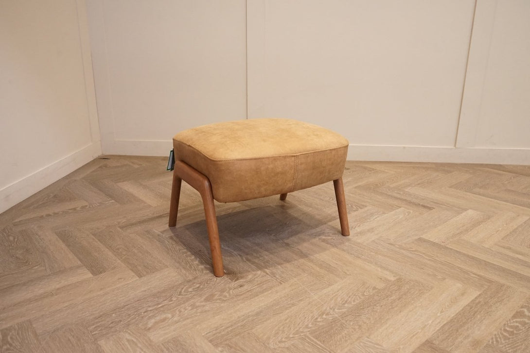 Hendricks Leather Footstool, Demetra Light Tan