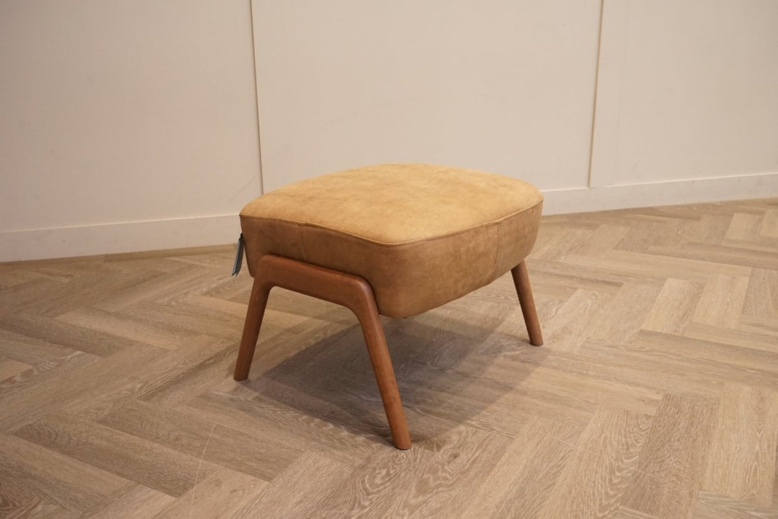 Hendricks Leather Footstool, Demetra Light Tan