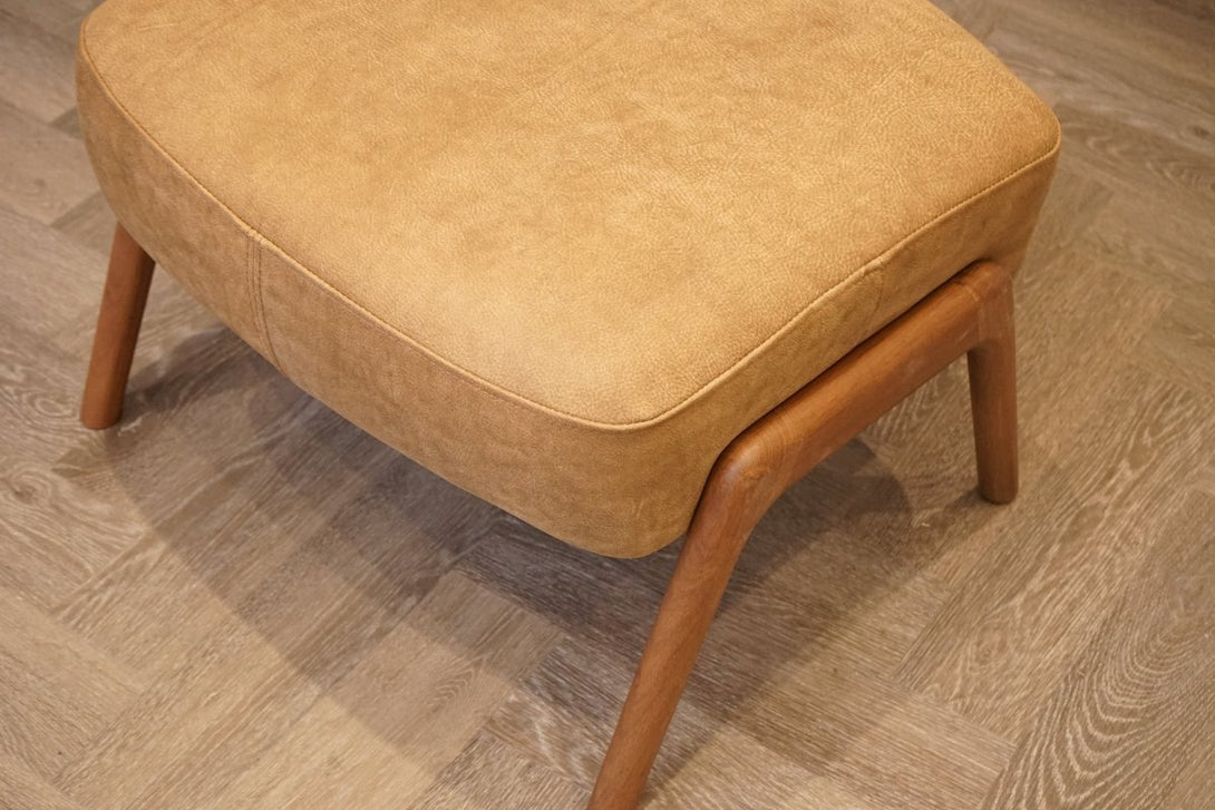 Hendricks Leather Footstool, Demetra Light Tan