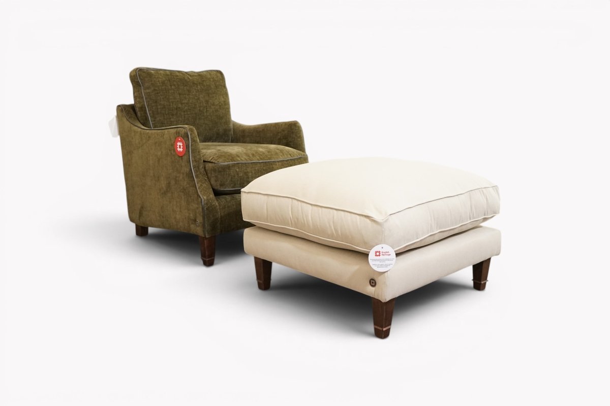 Heritage Armchair, Chenille Serpentine, Garnet / FREE Footstool, Cotton Pumice
