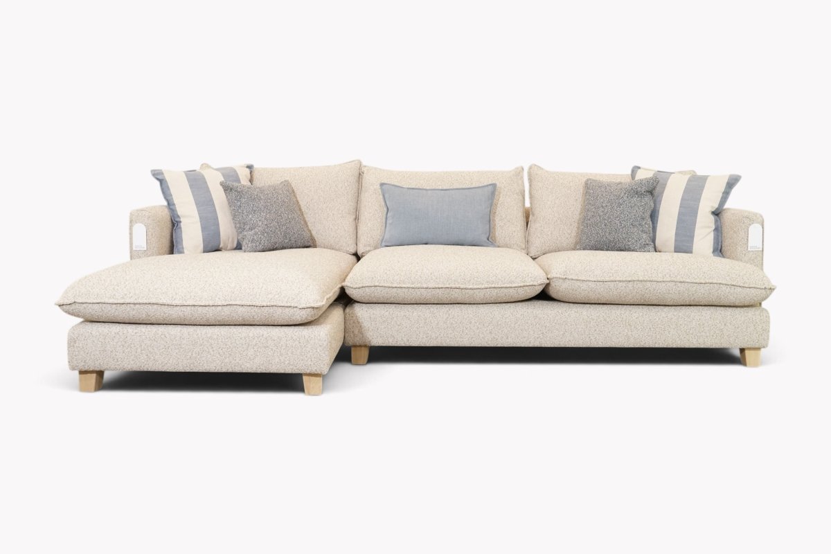 Howarth LHF Chaise Corner Sofa, Chunky Boucle Sand & Stripe Mix