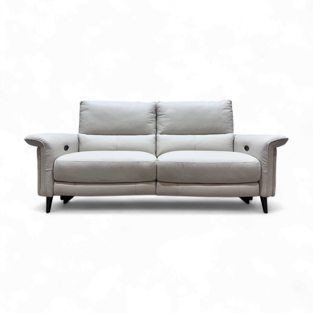 Huxley 3 Seater Power Reclining Leather Sofa, Frost