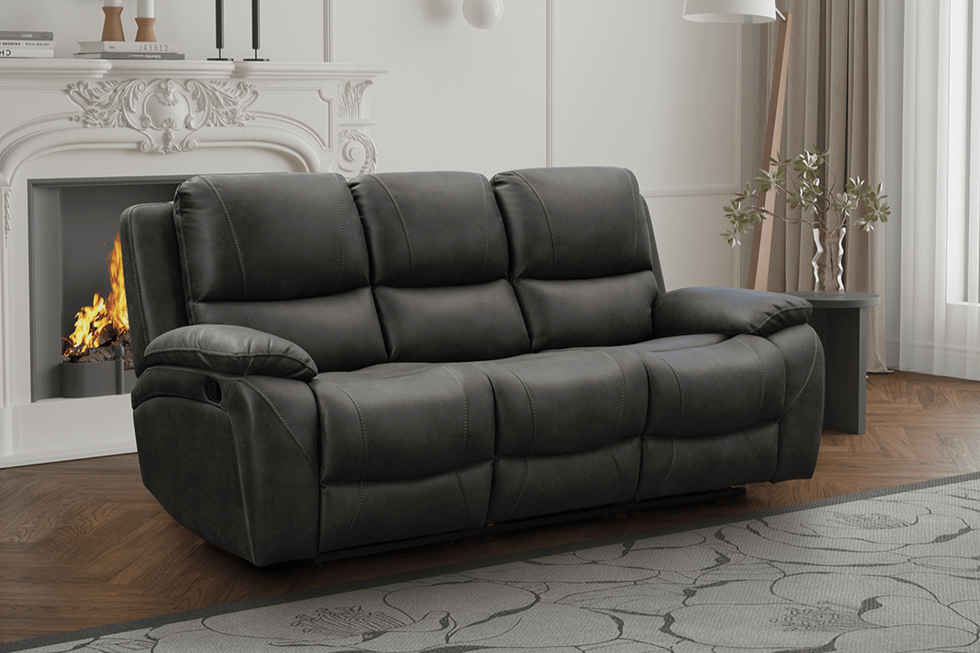 Isobel 3 Seater Manual Recliner Sofa, Endurance Charcoal