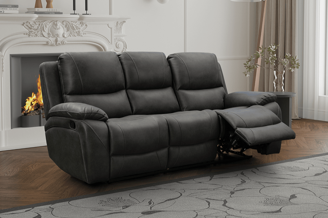 Isobel 3 Seater Manual Recliner Sofa, Endurance Charcoal