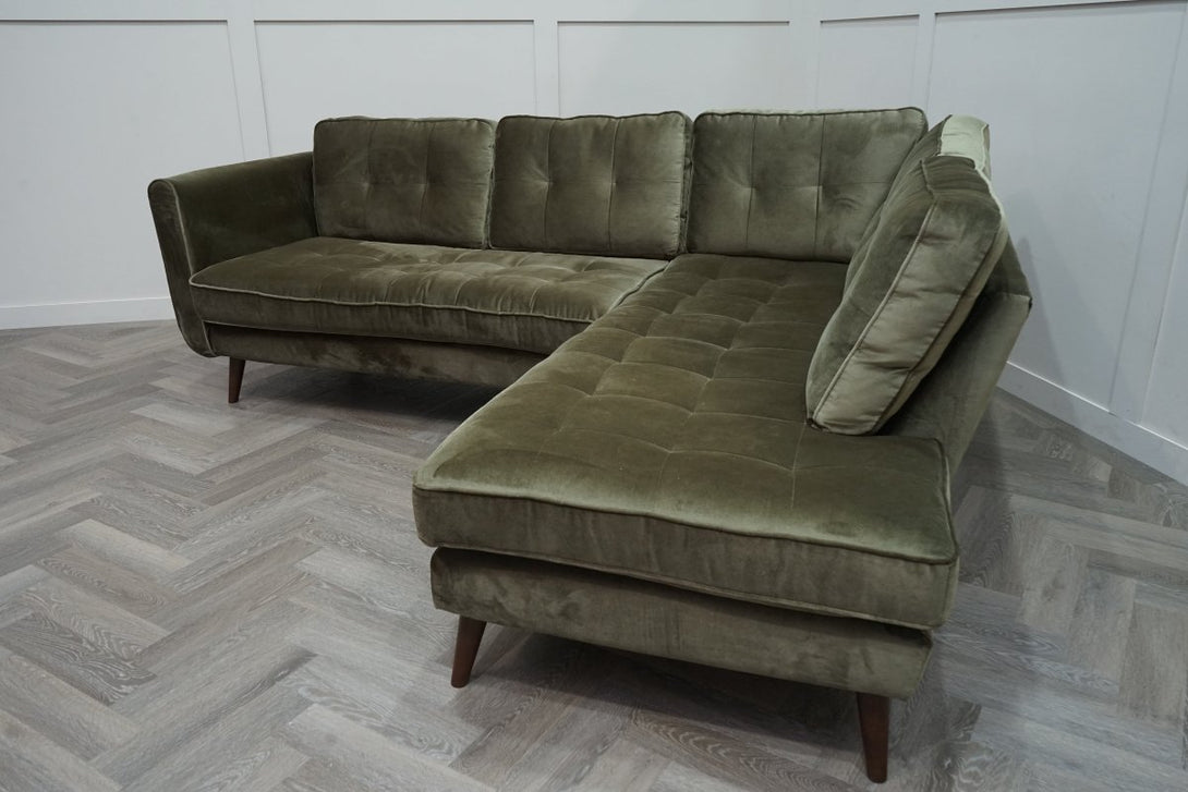 Ivy Left Hand Facing Corner Sofa, Derry Dark Green Jewel