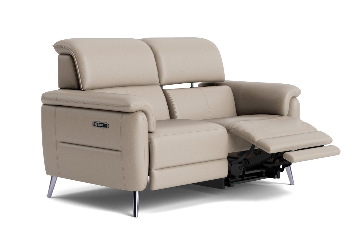 Jade 2 Seater Power Recliner Leather Sofa, Lead Grey