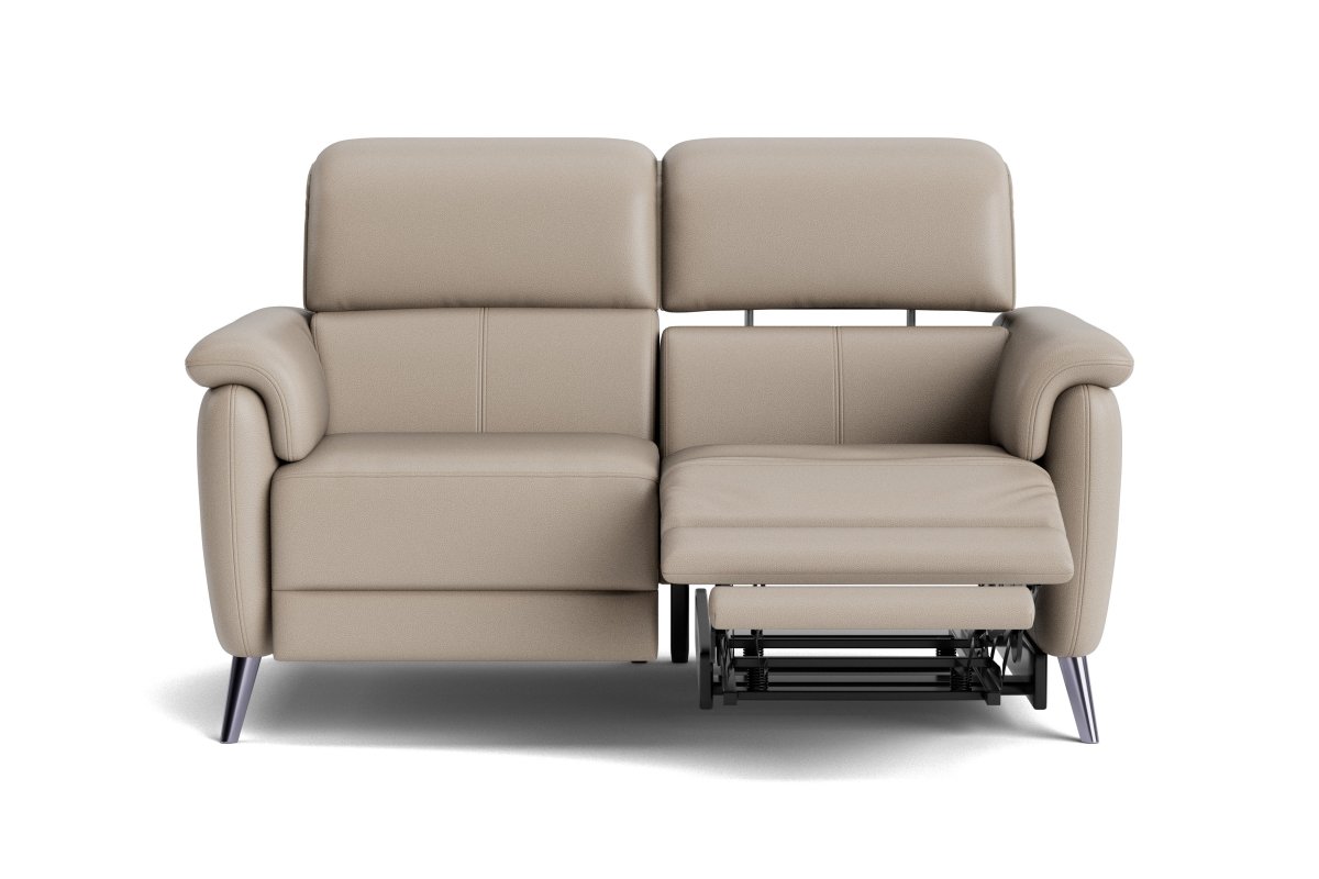 Jade 2 Seater Power Recliner Leather Sofa, Lead Grey