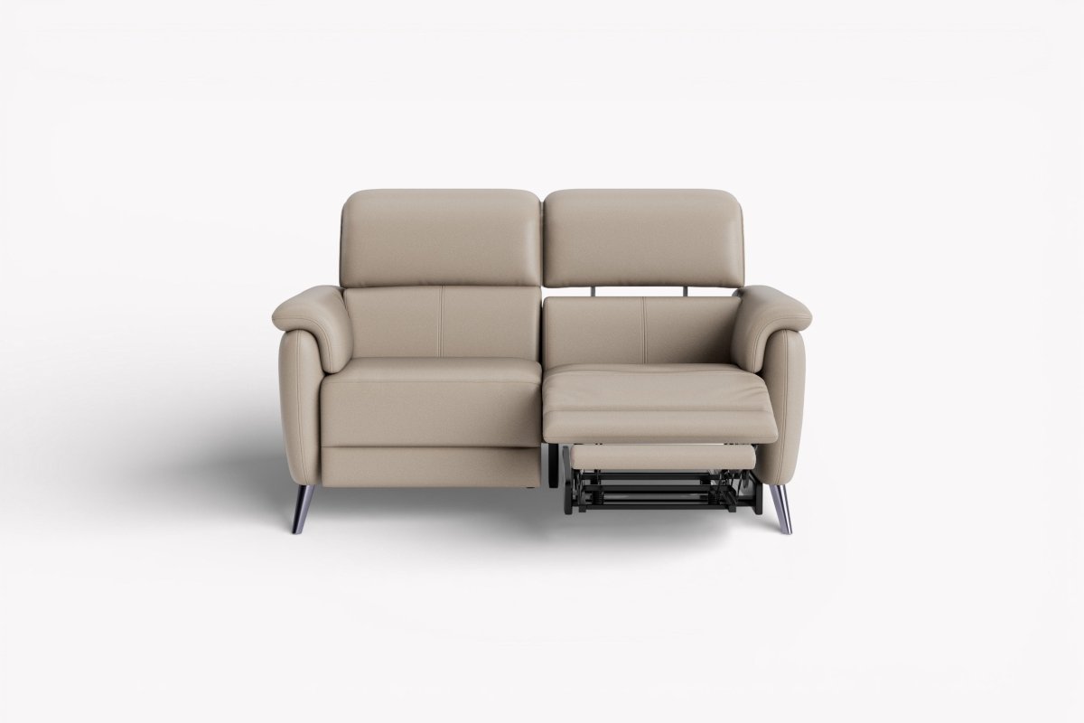 Jade 2 Seater Power Recliner Leather Sofa, Lead Grey