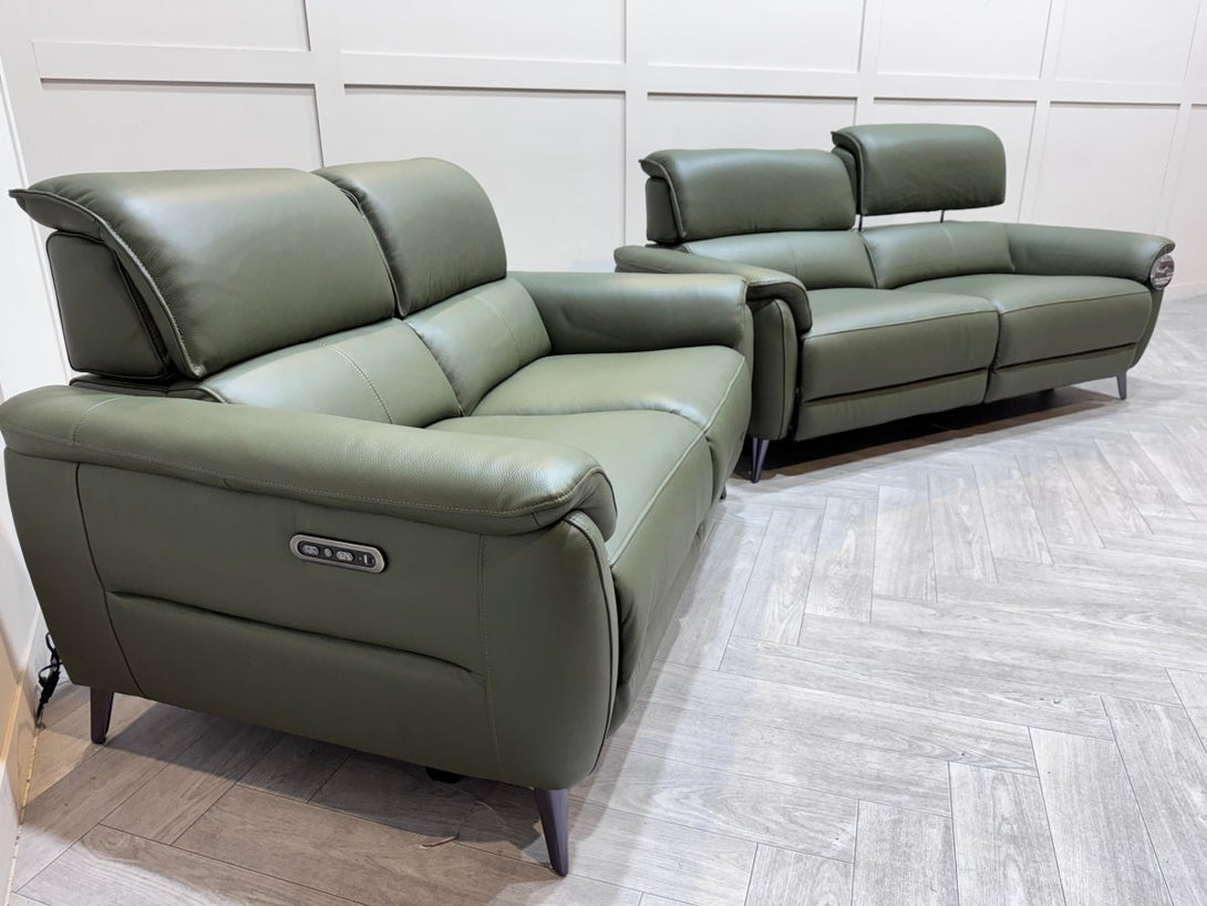 Jade 3 + 2 Seater Leather Power Reclining Sofa with Telescopic Headrests