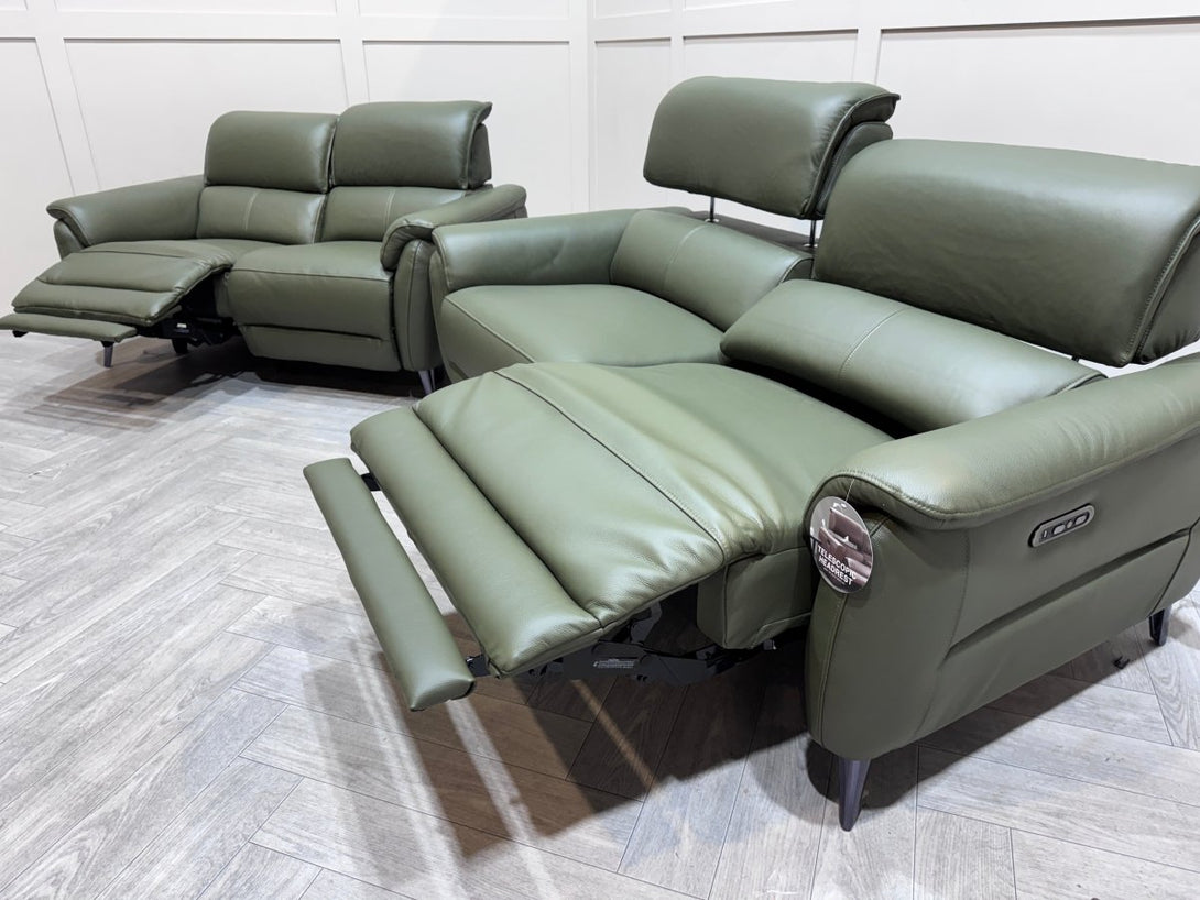 Jade 3 + 2 Seater Leather Power Reclining Sofa with Telescopic Headrests