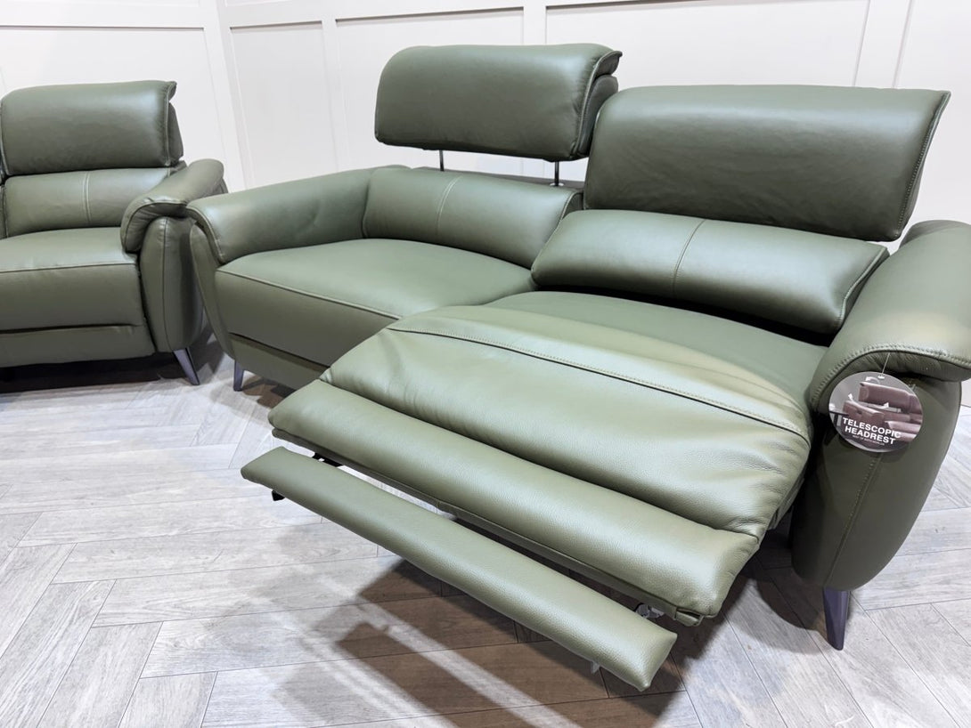 Jade 3 + 2 Seater Leather Power Reclining Sofa with Telescopic Headrests