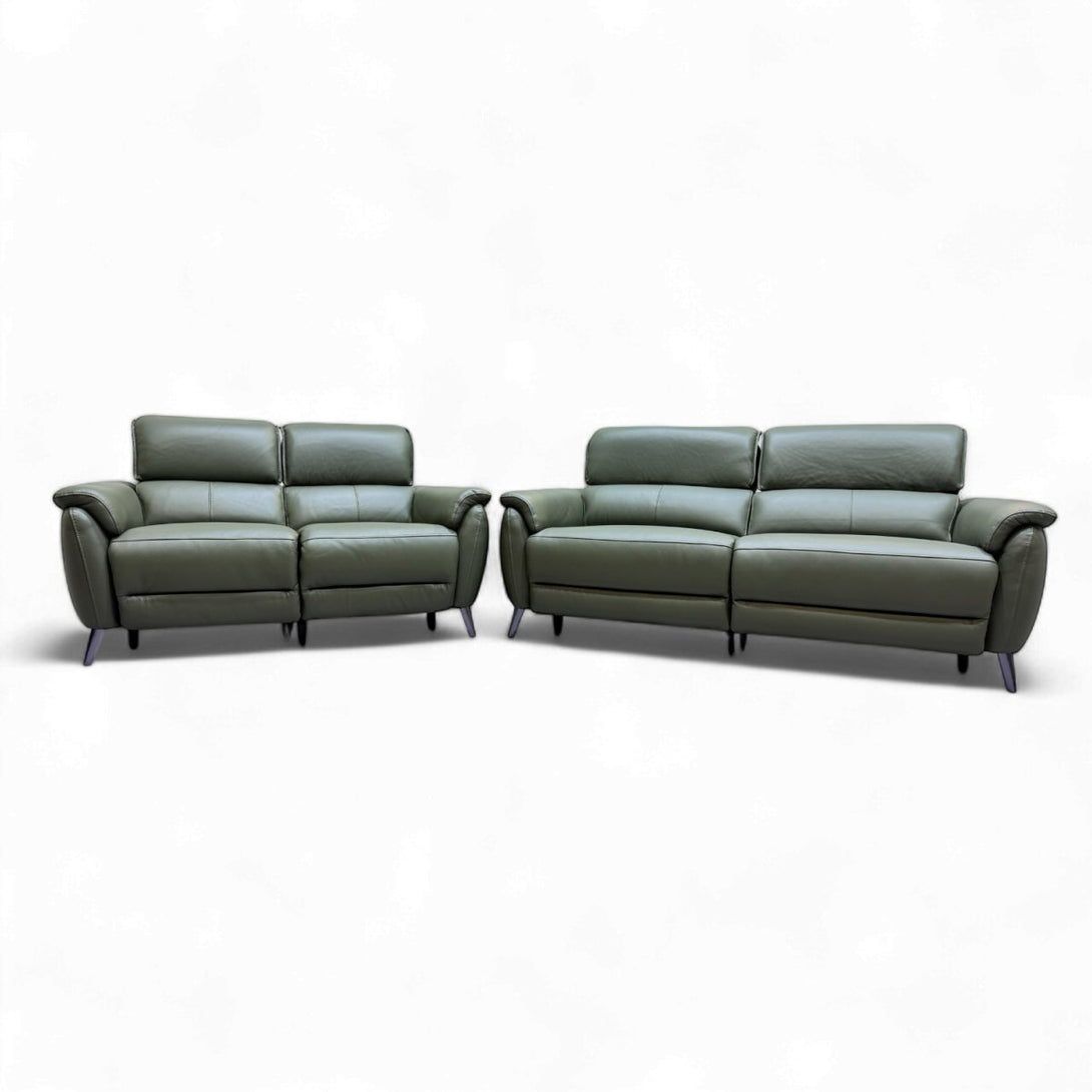 Jade 3 + 2 Seater Leather Power Reclining Sofa with Telescopic Headrests