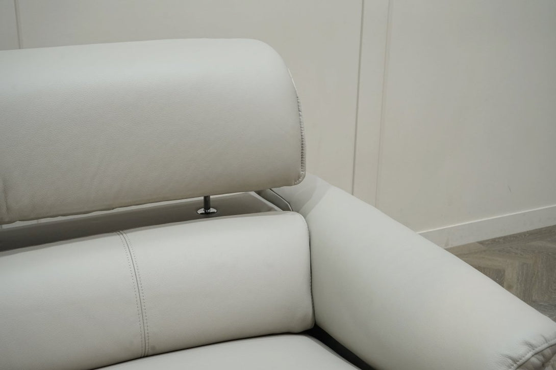 Jade 3 + 2 Seater Leather Power Reclining Sofa with Telescopic Headrests, Lead Grey