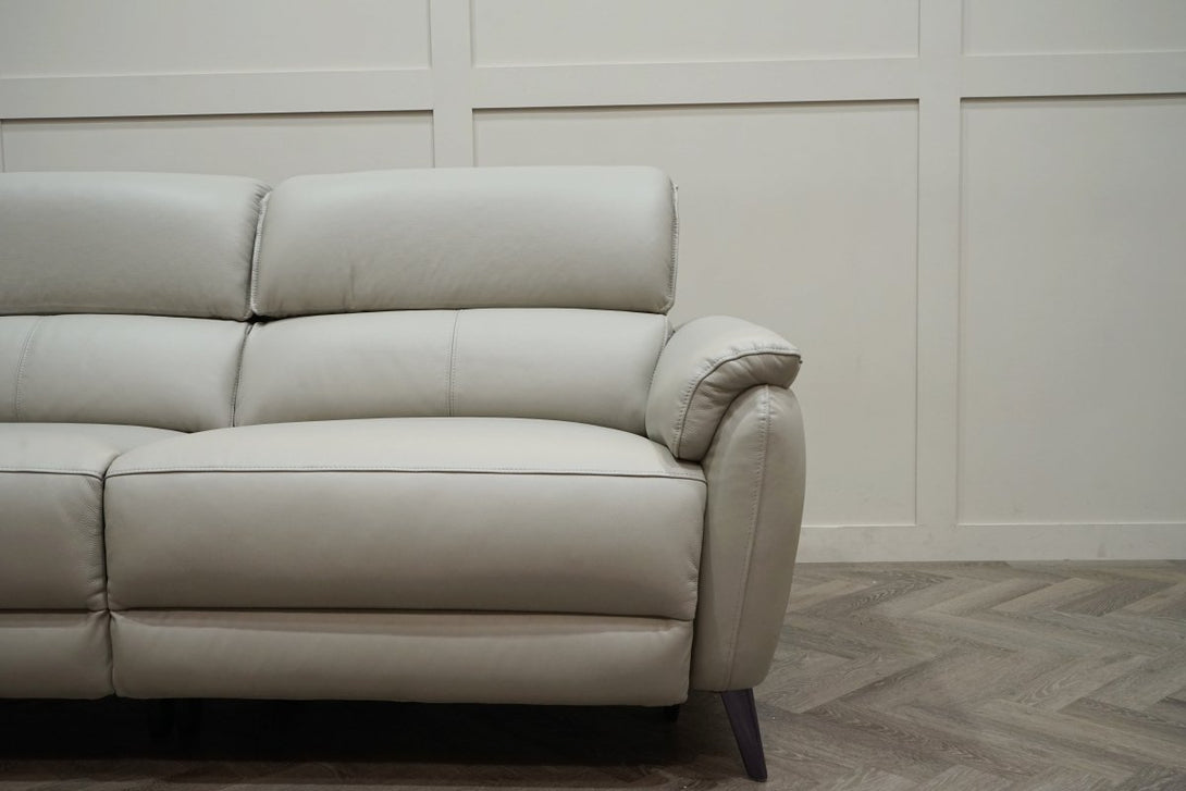 Jade 3 + 2 Seater Leather Power Reclining Sofa with Telescopic Headrests, Lead Grey