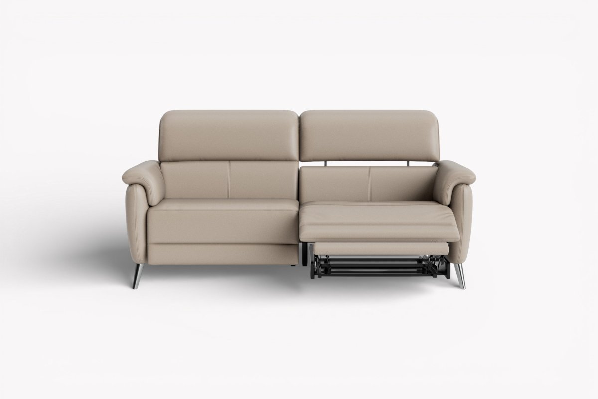 Jade 3 Seater Power Recliner Leather Sofa, Lead Grey