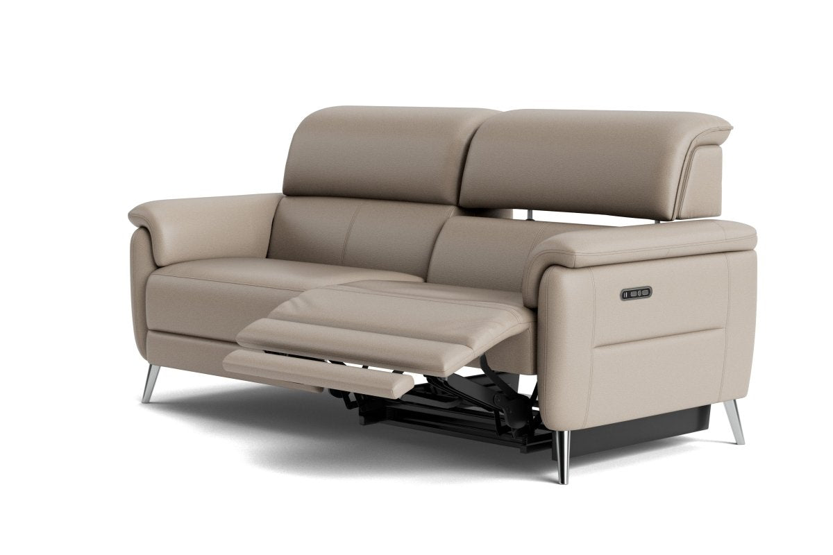 Jade 3 Seater Power Recliner Leather Sofa, Lead Grey