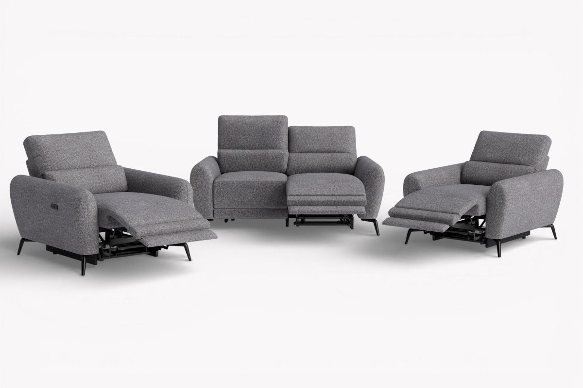 Jasmine 2 + 1 + 1 Seater Fabric Sofa Set, Monique Steel