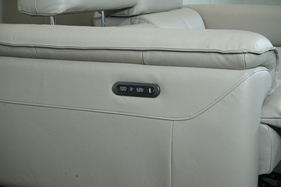 Java 2 Seater Leather Sofa, Power Foot / Telescopic Headrest, Taupe