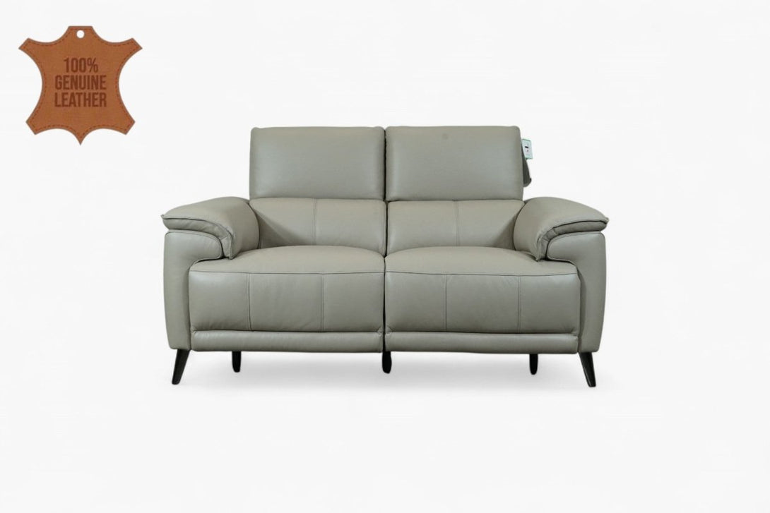 Java 2 Seater Leather Sofa, Power Foot / Telescopic Headrest, Taupe